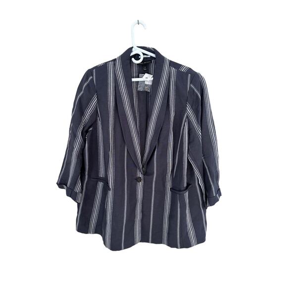NWT Lane Bryant/ The Bryant Blazer Navy Blue Striped Jacket Linen Blend Size 22 - Picture 1 of 8